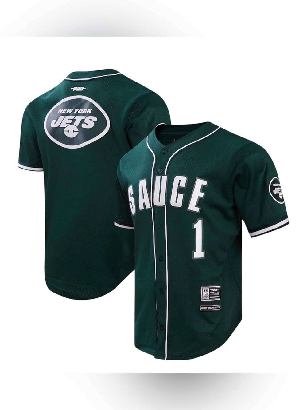 New “Sauce” Gardner New York Jets Pro Standard Mesh Button Up Jersey Size L-3XL